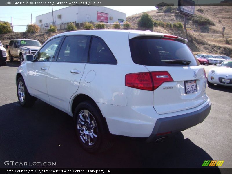 Aspen White Pearl / Taupe 2008 Acura MDX Technology