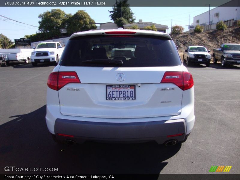 Aspen White Pearl / Taupe 2008 Acura MDX Technology