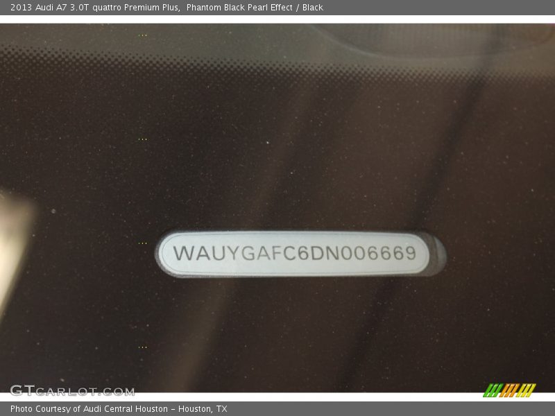 Phantom Black Pearl Effect / Black 2013 Audi A7 3.0T quattro Premium Plus