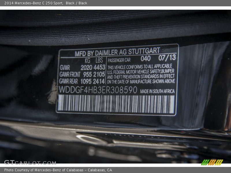 Black / Black 2014 Mercedes-Benz C 250 Sport