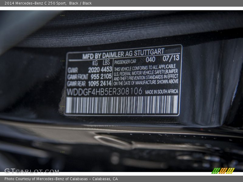 Black / Black 2014 Mercedes-Benz C 250 Sport