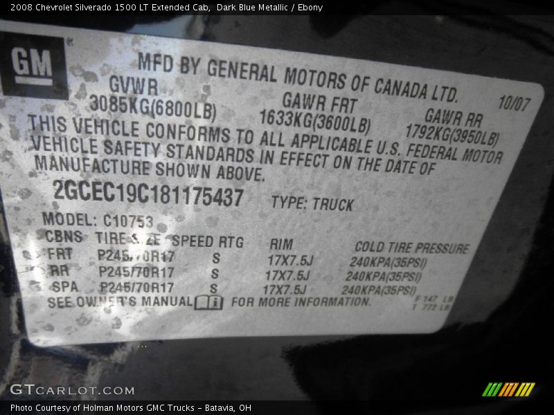 Dark Blue Metallic / Ebony 2008 Chevrolet Silverado 1500 LT Extended Cab