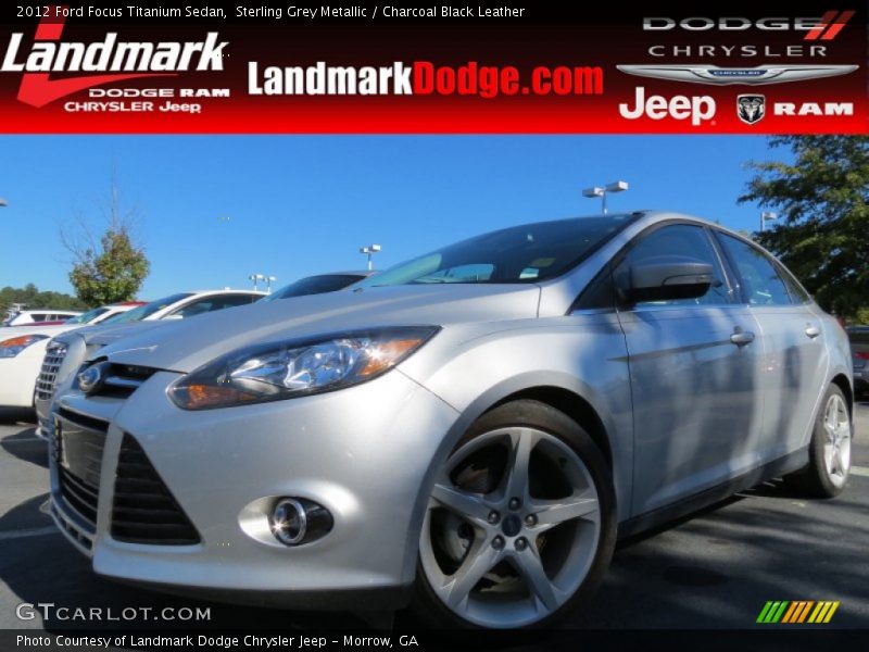 Sterling Grey Metallic / Charcoal Black Leather 2012 Ford Focus Titanium Sedan