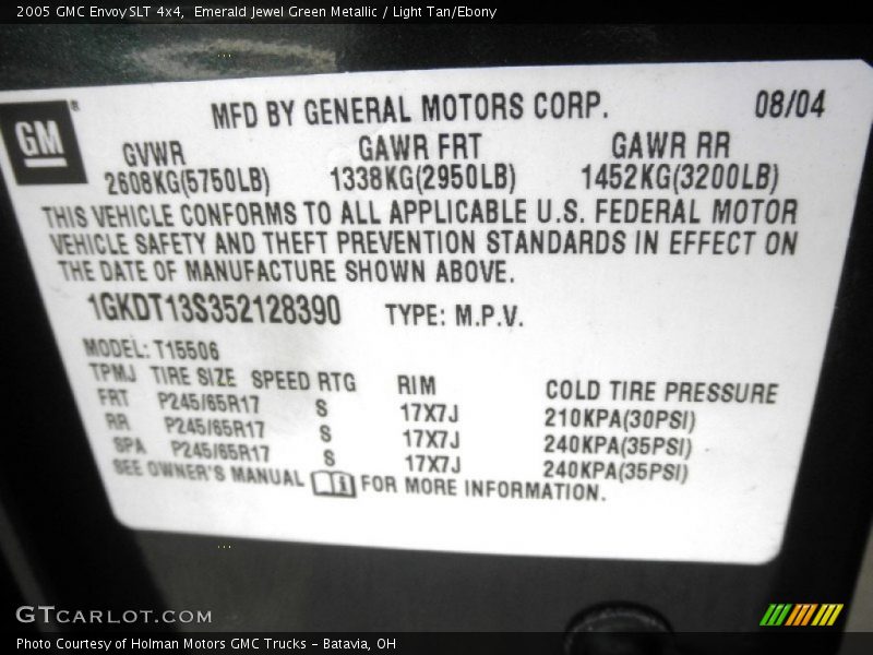 Emerald Jewel Green Metallic / Light Tan/Ebony 2005 GMC Envoy SLT 4x4