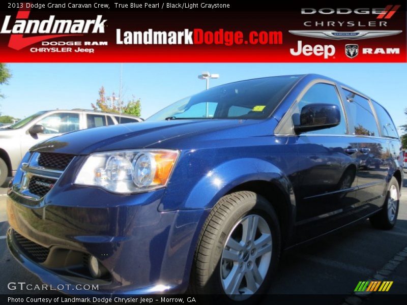 True Blue Pearl / Black/Light Graystone 2013 Dodge Grand Caravan Crew