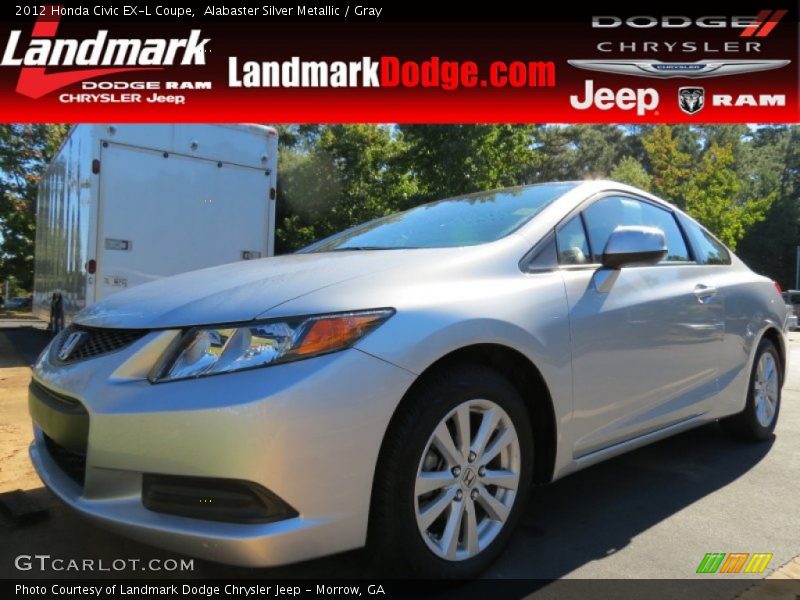 Alabaster Silver Metallic / Gray 2012 Honda Civic EX-L Coupe