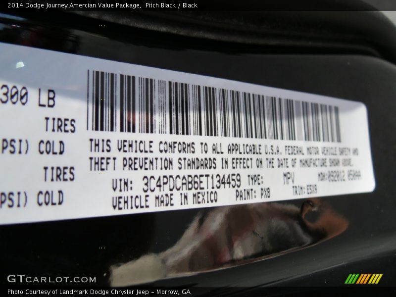 Pitch Black / Black 2014 Dodge Journey Amercian Value Package