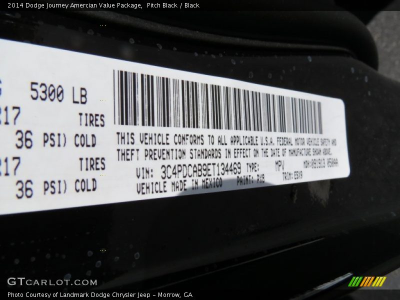Pitch Black / Black 2014 Dodge Journey Amercian Value Package