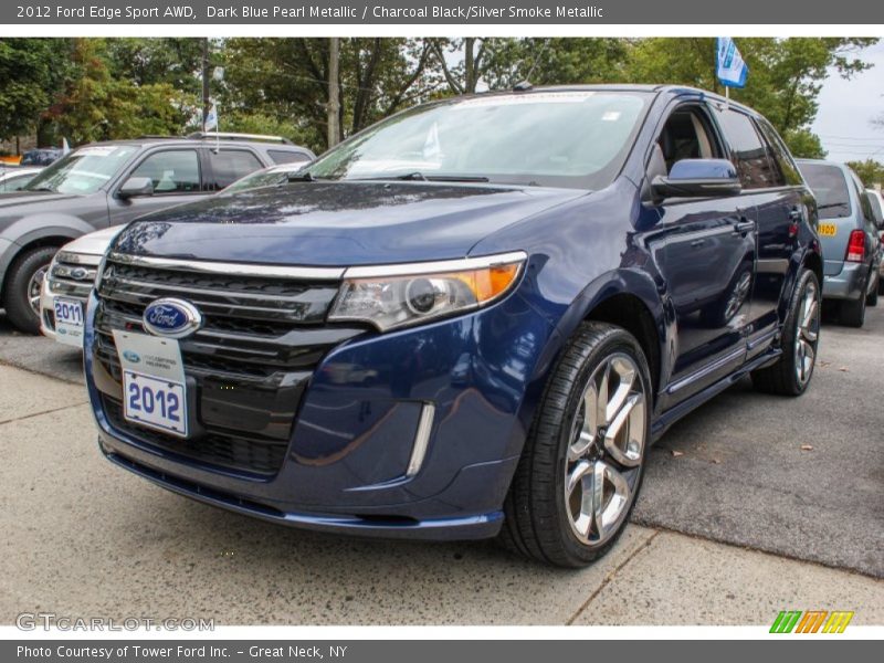 Dark Blue Pearl Metallic / Charcoal Black/Silver Smoke Metallic 2012 Ford Edge Sport AWD