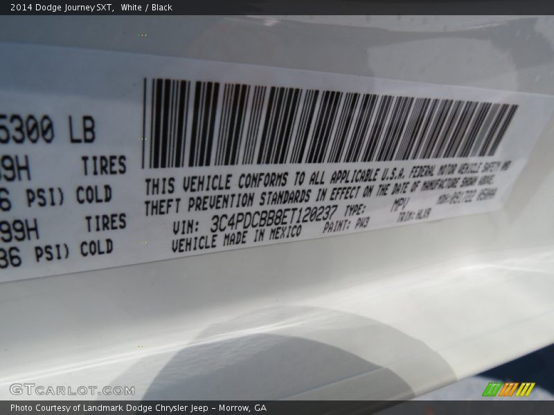 White / Black 2014 Dodge Journey SXT
