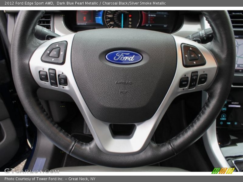 Dark Blue Pearl Metallic / Charcoal Black/Silver Smoke Metallic 2012 Ford Edge Sport AWD