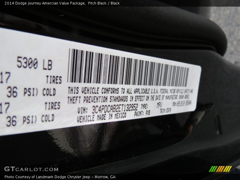 Pitch Black / Black 2014 Dodge Journey Amercian Value Package