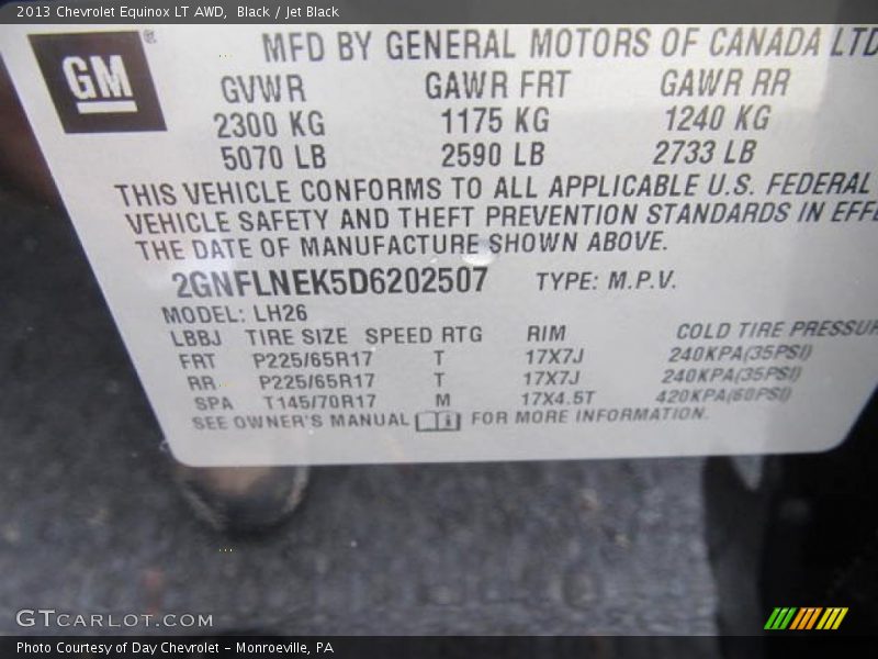 Black / Jet Black 2013 Chevrolet Equinox LT AWD