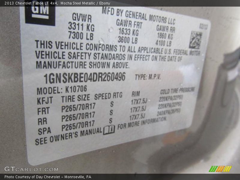 Mocha Steel Metallic / Ebony 2013 Chevrolet Tahoe LT 4x4