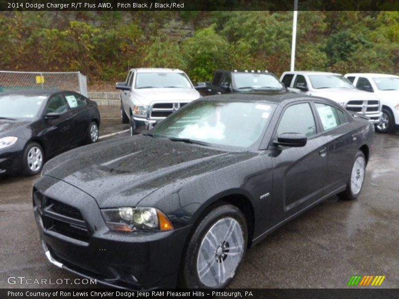 Pitch Black / Black/Red 2014 Dodge Charger R/T Plus AWD