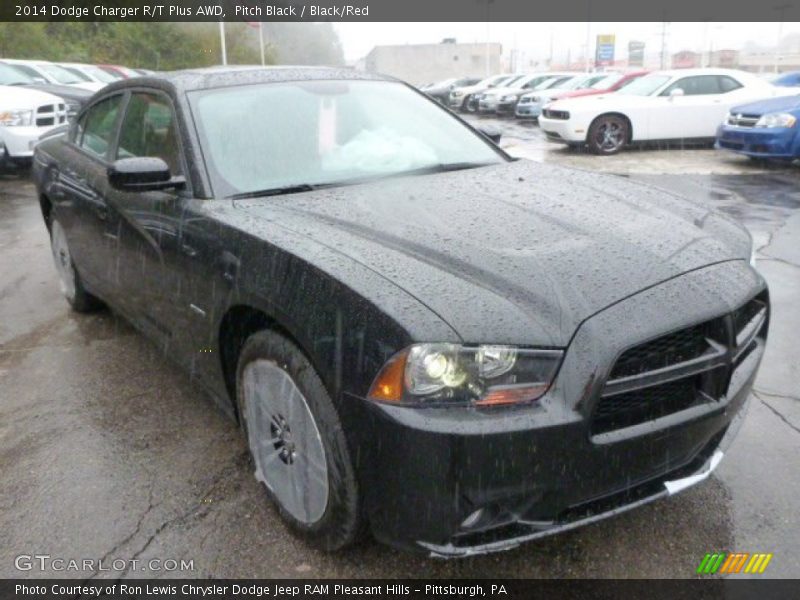 Pitch Black / Black/Red 2014 Dodge Charger R/T Plus AWD