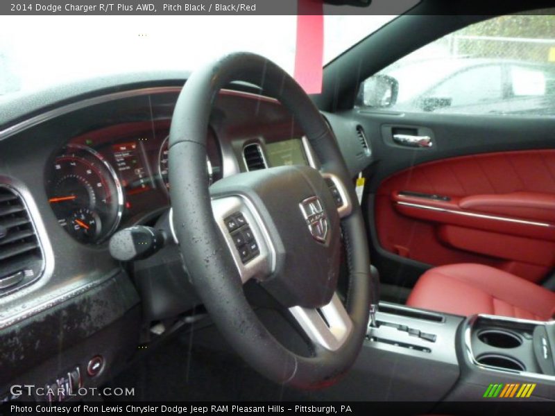 Pitch Black / Black/Red 2014 Dodge Charger R/T Plus AWD