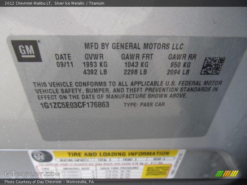 Silver Ice Metallic / Titanium 2012 Chevrolet Malibu LT
