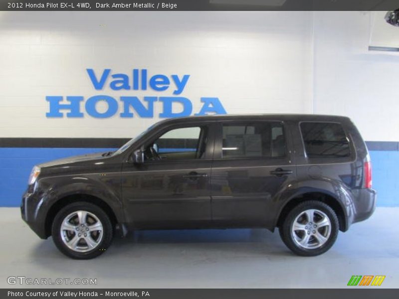 Dark Amber Metallic / Beige 2012 Honda Pilot EX-L 4WD