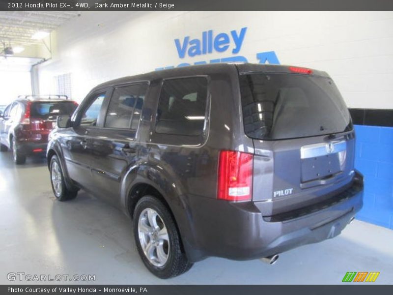 Dark Amber Metallic / Beige 2012 Honda Pilot EX-L 4WD