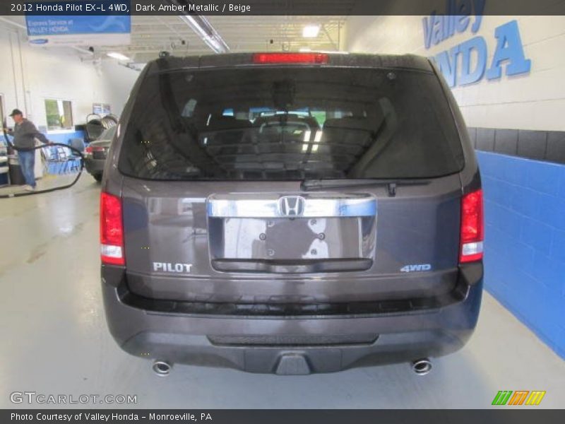 Dark Amber Metallic / Beige 2012 Honda Pilot EX-L 4WD