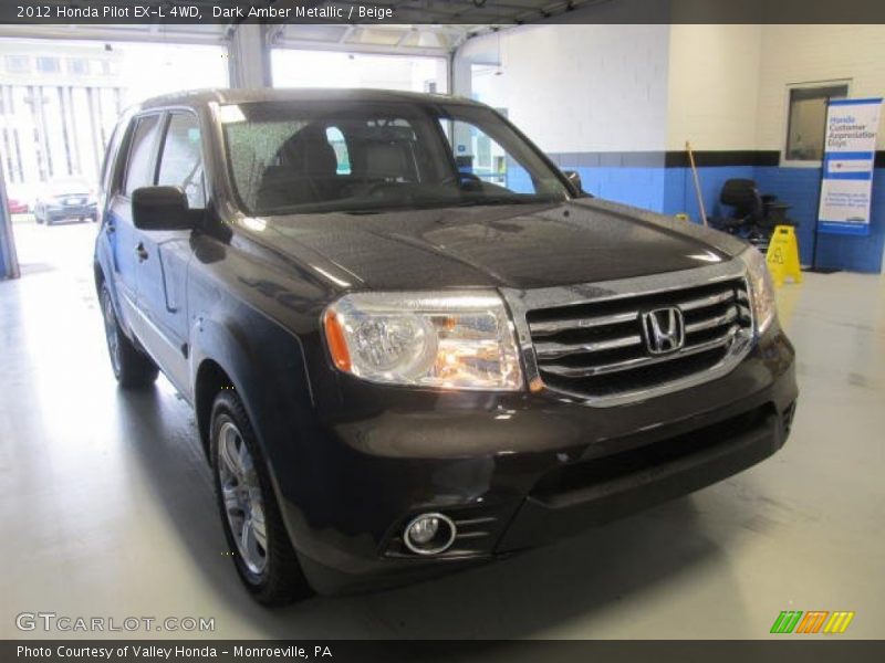 Dark Amber Metallic / Beige 2012 Honda Pilot EX-L 4WD