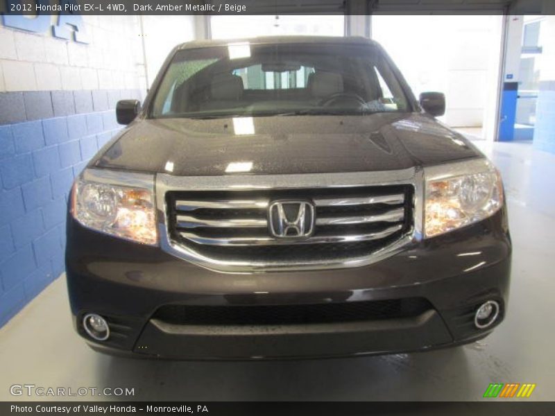 Dark Amber Metallic / Beige 2012 Honda Pilot EX-L 4WD