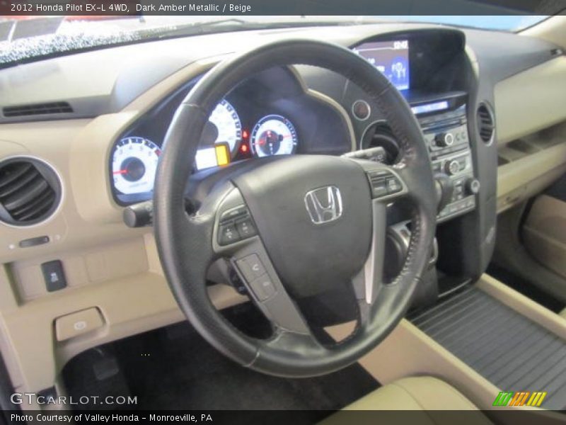 Dark Amber Metallic / Beige 2012 Honda Pilot EX-L 4WD
