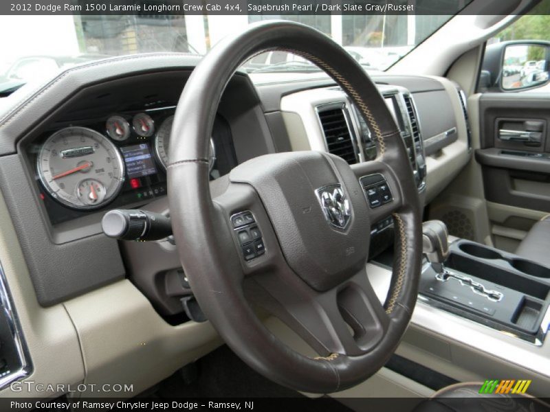 Sagebrush Pearl / Dark Slate Gray/Russet 2012 Dodge Ram 1500 Laramie Longhorn Crew Cab 4x4