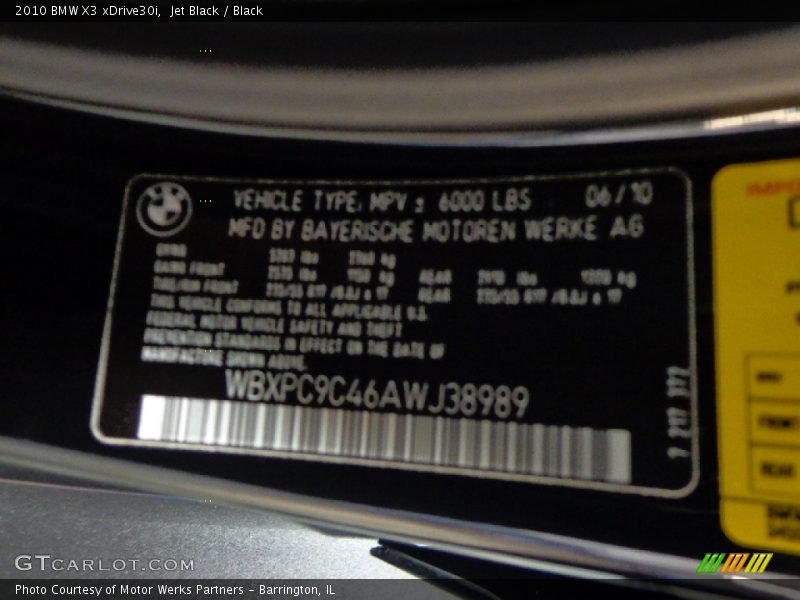 Jet Black / Black 2010 BMW X3 xDrive30i