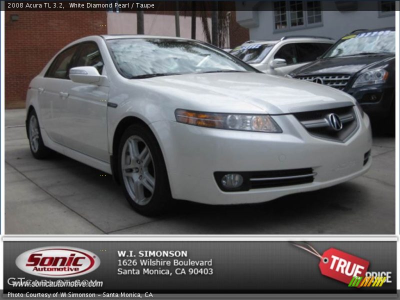 White Diamond Pearl / Taupe 2008 Acura TL 3.2