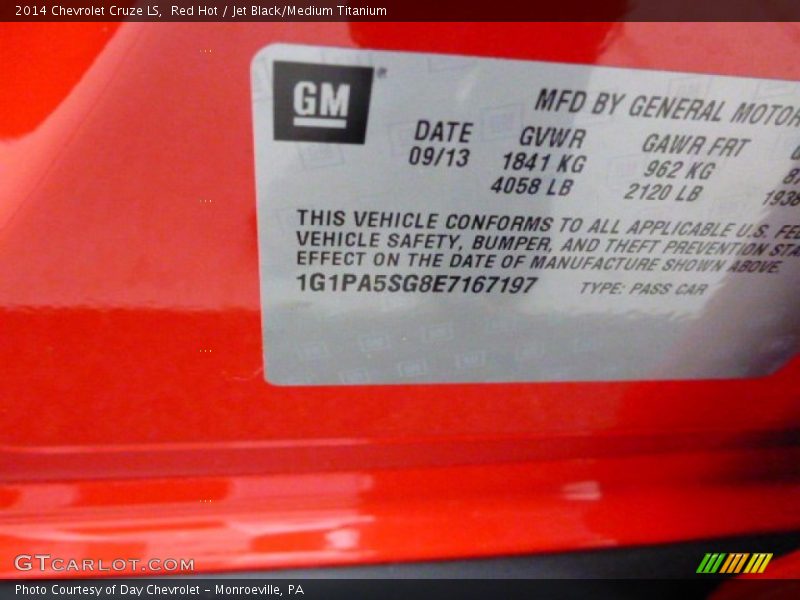 Red Hot / Jet Black/Medium Titanium 2014 Chevrolet Cruze LS
