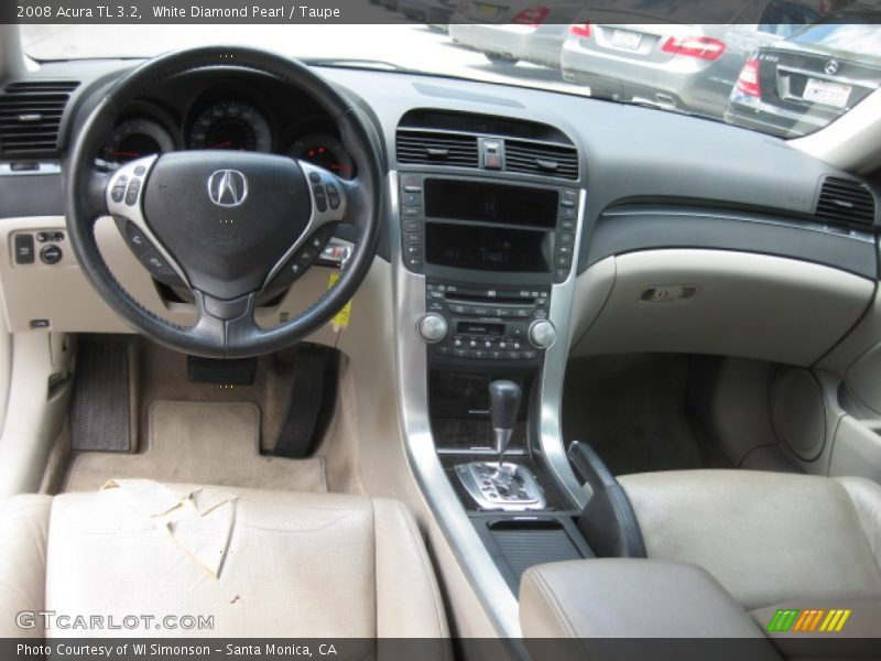 White Diamond Pearl / Taupe 2008 Acura TL 3.2