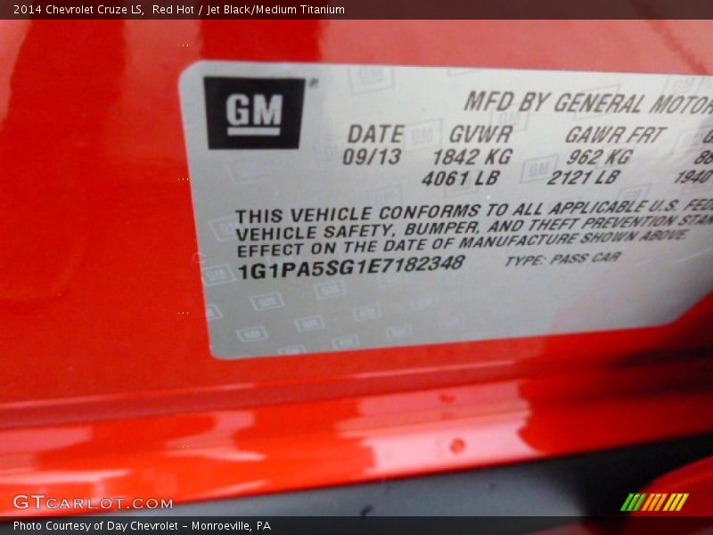Red Hot / Jet Black/Medium Titanium 2014 Chevrolet Cruze LS