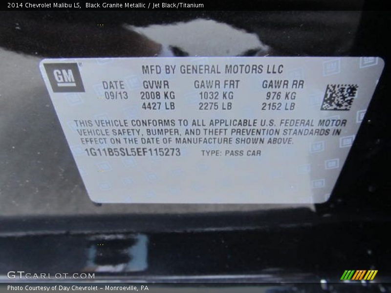 Black Granite Metallic / Jet Black/Titanium 2014 Chevrolet Malibu LS