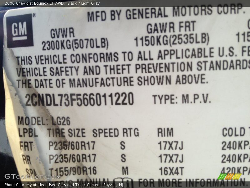 Black / Light Gray 2006 Chevrolet Equinox LT AWD