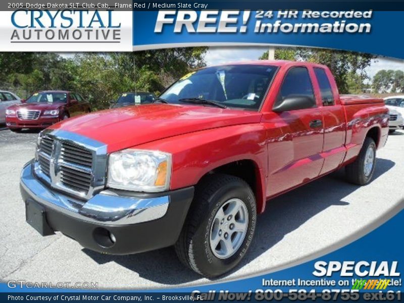 Flame Red / Medium Slate Gray 2005 Dodge Dakota SLT Club Cab