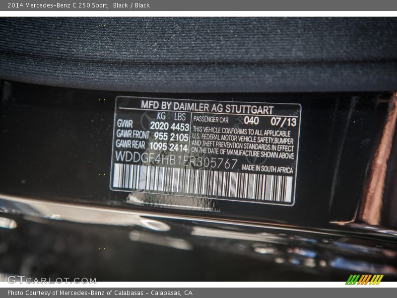 Black / Black 2014 Mercedes-Benz C 250 Sport