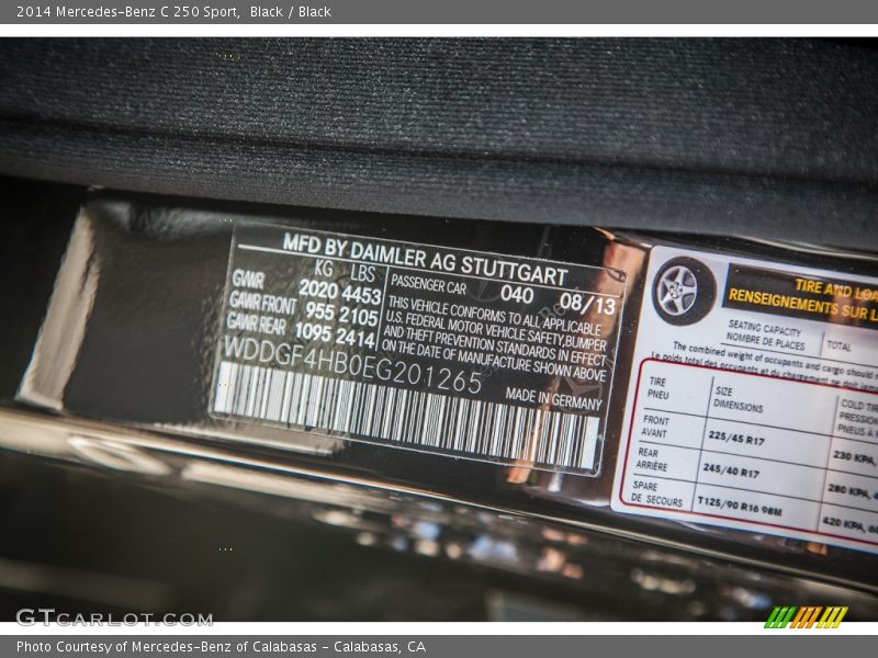 Black / Black 2014 Mercedes-Benz C 250 Sport