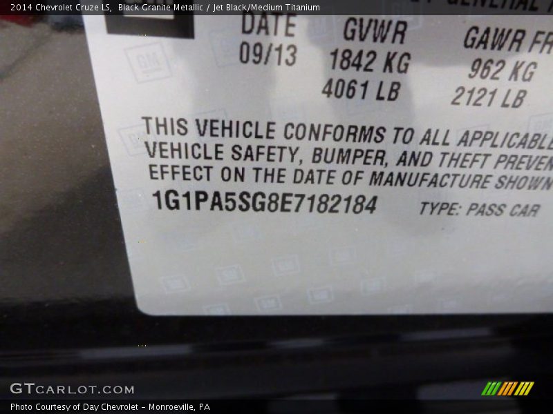 Black Granite Metallic / Jet Black/Medium Titanium 2014 Chevrolet Cruze LS