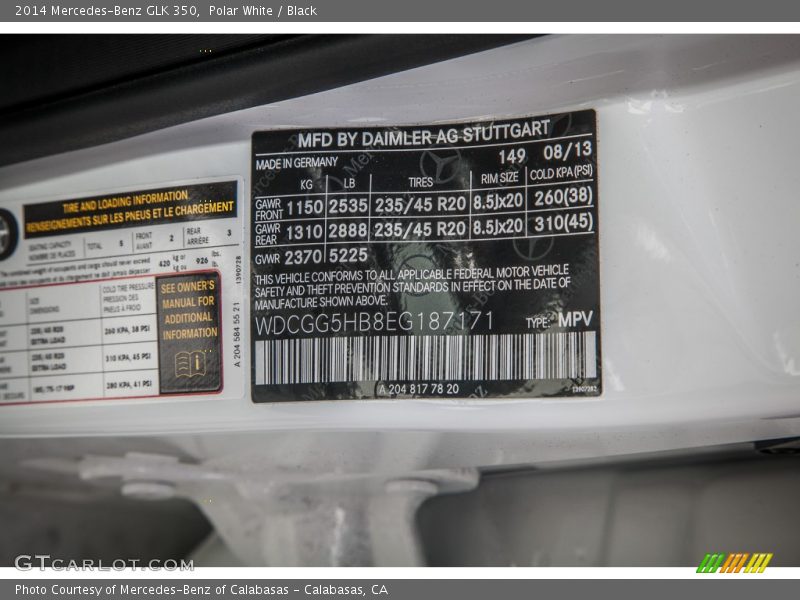 Polar White / Black 2014 Mercedes-Benz GLK 350