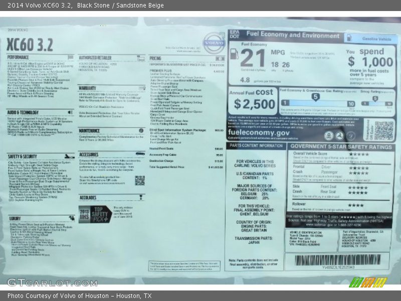 Black Stone / Sandstone Beige 2014 Volvo XC60 3.2