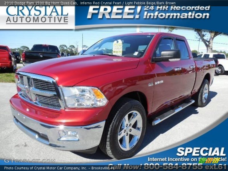 Inferno Red Crystal Pearl / Light Pebble Beige/Bark Brown 2010 Dodge Ram 1500 Big Horn Quad Cab