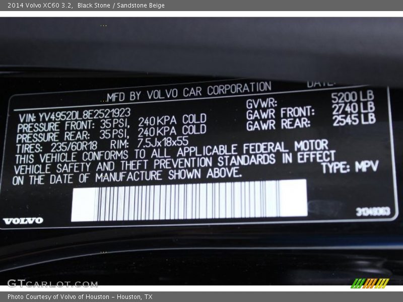 Black Stone / Sandstone Beige 2014 Volvo XC60 3.2