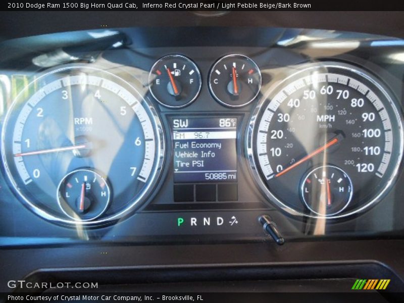 Inferno Red Crystal Pearl / Light Pebble Beige/Bark Brown 2010 Dodge Ram 1500 Big Horn Quad Cab
