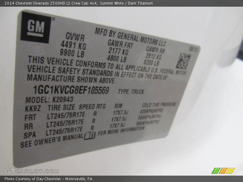 Summit White / Dark Titanium 2014 Chevrolet Silverado 2500HD LS Crew Cab 4x4