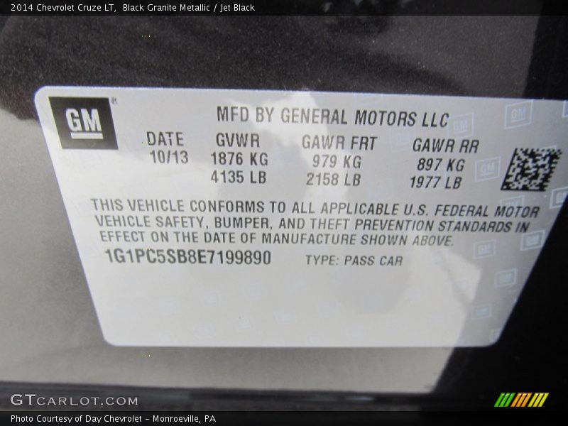 Black Granite Metallic / Jet Black 2014 Chevrolet Cruze LT