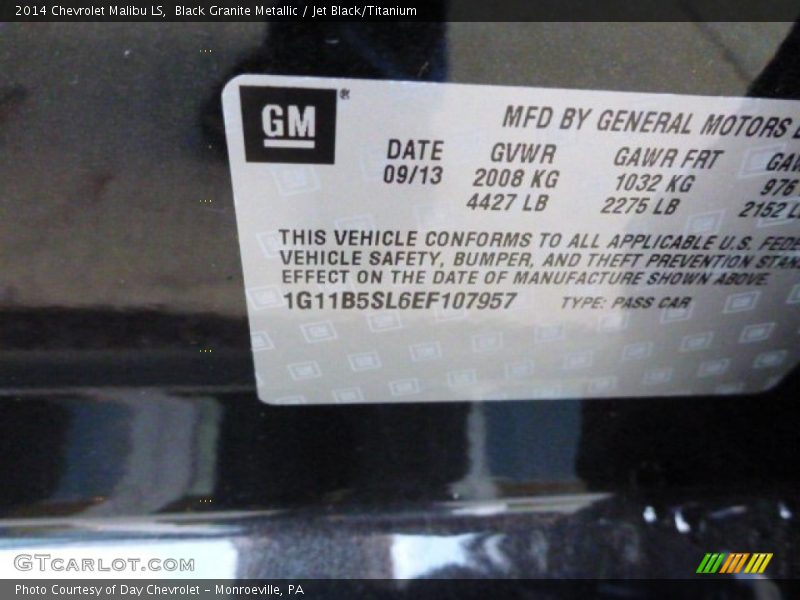 Black Granite Metallic / Jet Black/Titanium 2014 Chevrolet Malibu LS