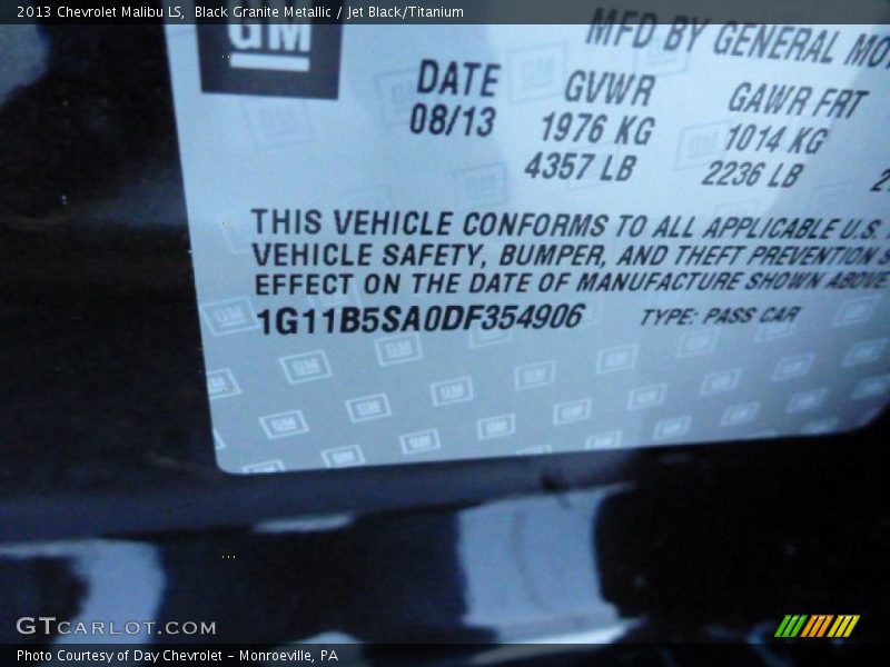 Black Granite Metallic / Jet Black/Titanium 2013 Chevrolet Malibu LS