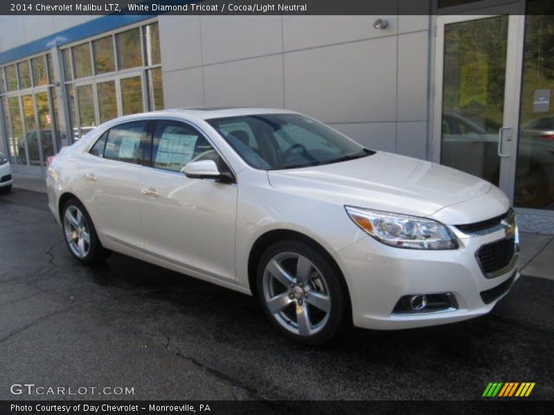 White Diamond Tricoat / Cocoa/Light Neutral 2014 Chevrolet Malibu LTZ